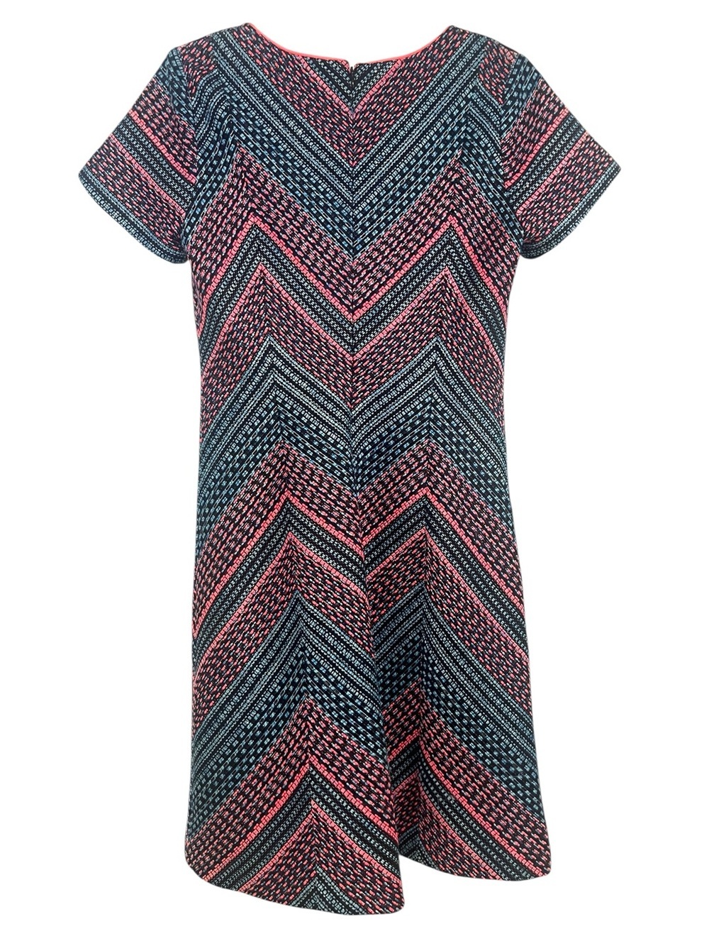 Shoshanna Laisa Tweed Dress Chevron Pattern V‑Neck Short Sleeve Sz 10 - Picture 5 of 11